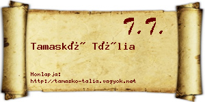 Tamaskó Tália névjegykártya